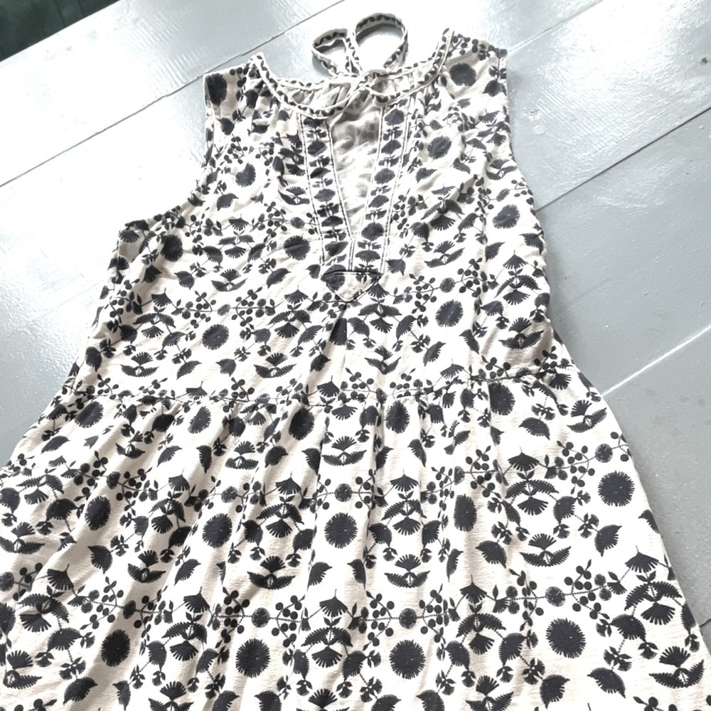 Max Studio London Floral Midi Dress S Black Cream Halter Tie Flowy Summer